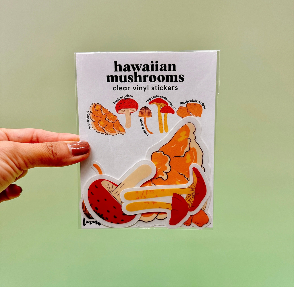 Hawaiian Mushroom Clear Vinyl Sticker Set