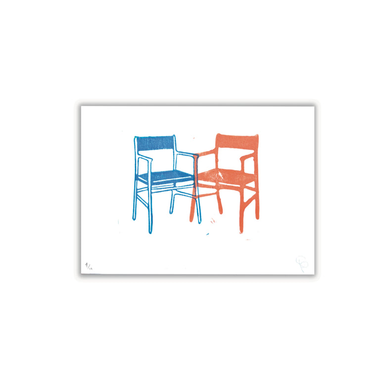 Lino Print Chairs Print by YJ KEEM