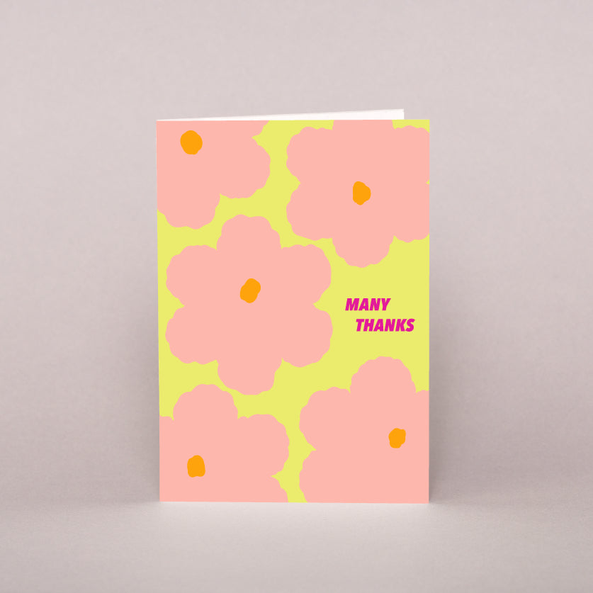 Many Thanks Puffy Flower Greeting Card
