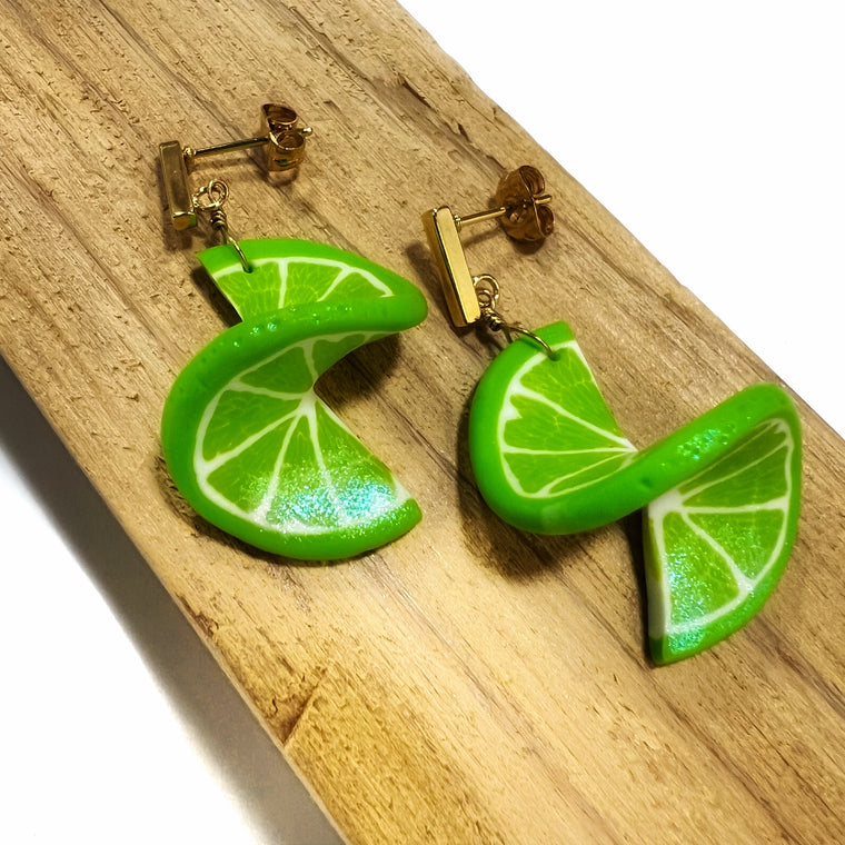 Lime Twisty Earrings by MAIMAIMADE