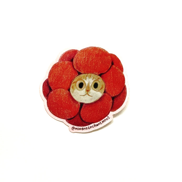 Jeju Dori (orange tabby flower) sticker