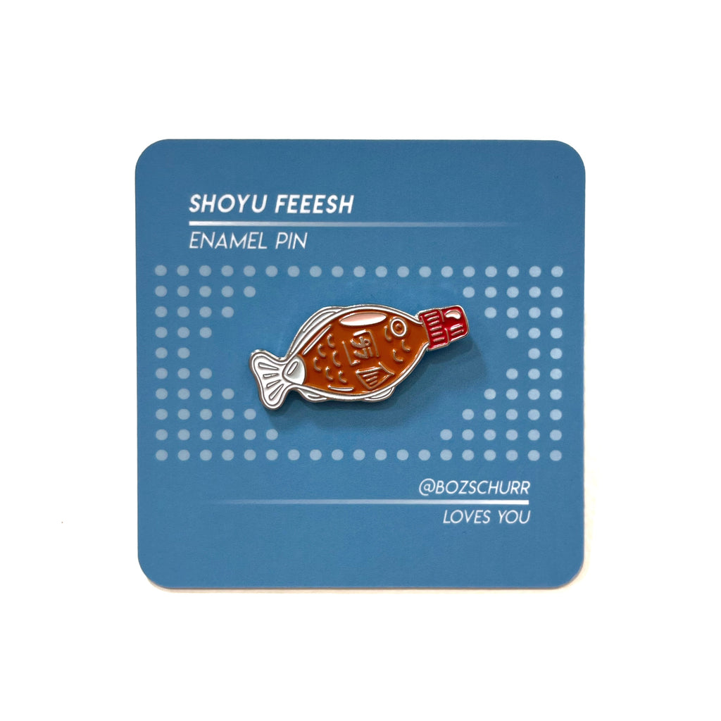 Shoyu Feeesh Enamel Pin by Boz Schurr