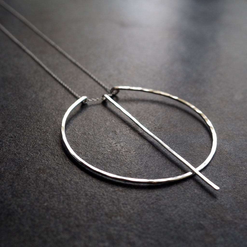 Long Bar Circle Necklace by GREEN TEA LEAVES JEWELRY