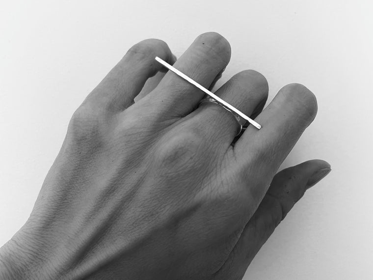 Asymmetrical Bar Ring  by GREEN TEA LEAVES JEWELRY