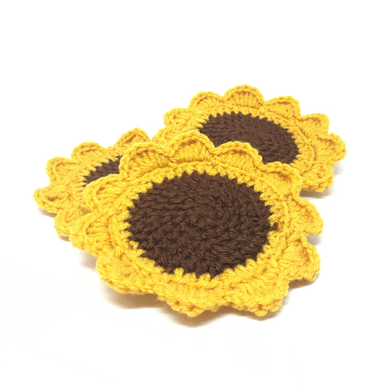 Knitted Sunflower Coasters