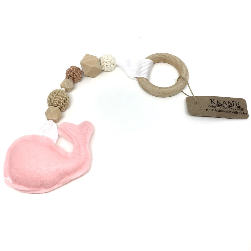 Whale Baby Teether with Wood Beads