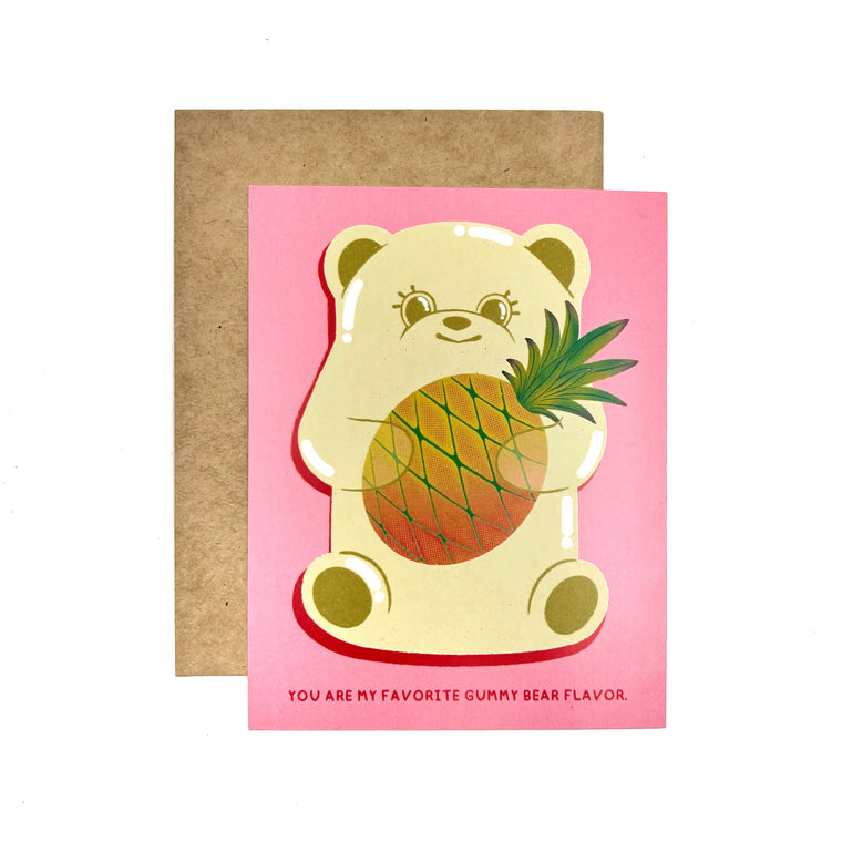 Pineapple Gummy Bear Flat Card
