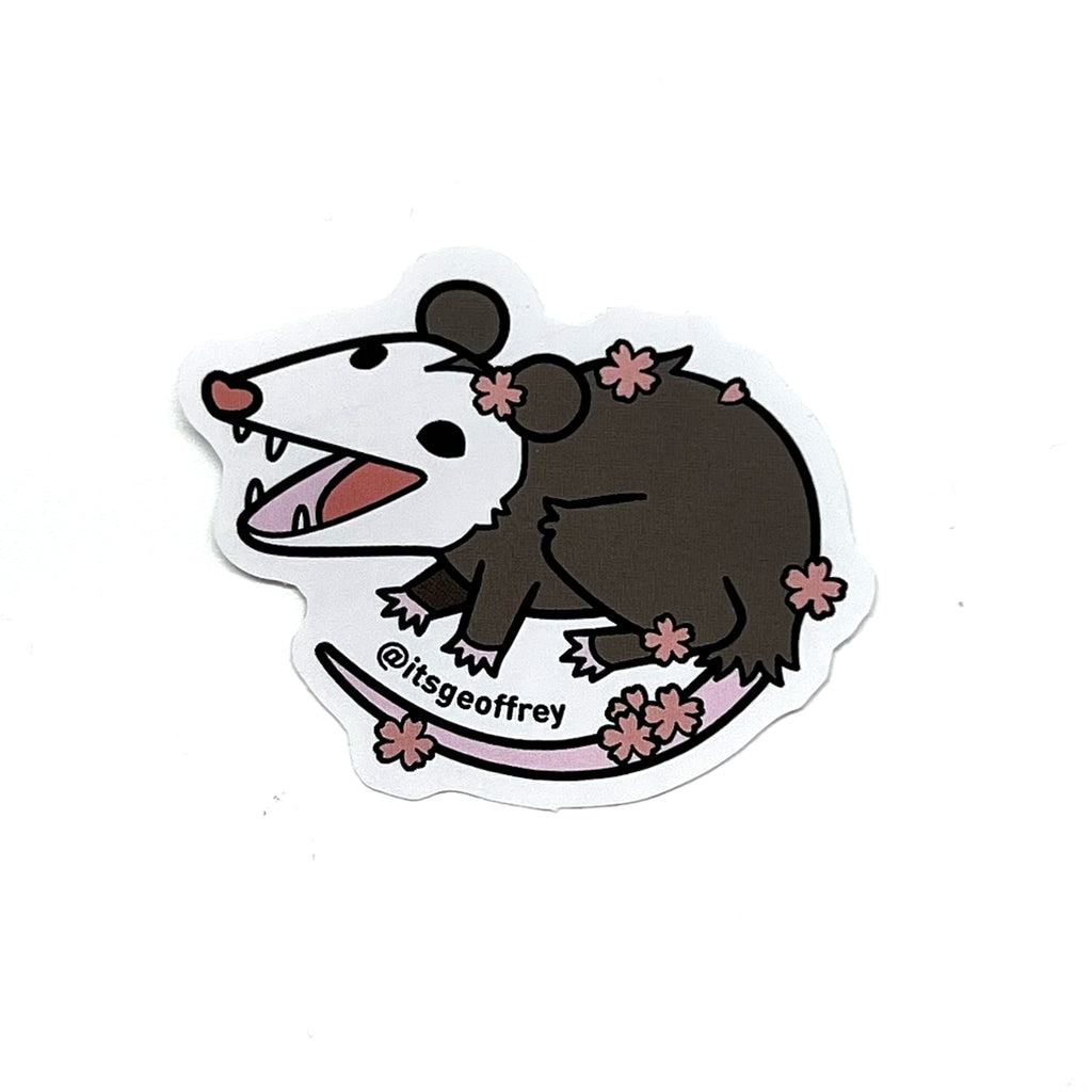 Cherry Possum Vinyl Sticker