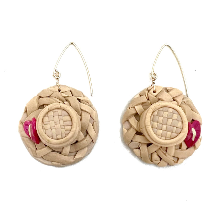Lauhala Papale Anthurium Clay Earrings