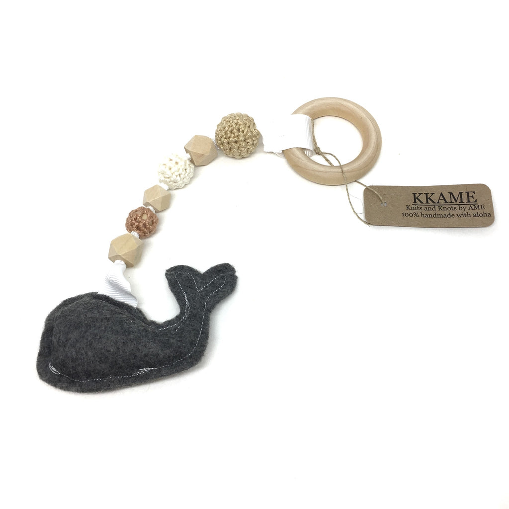 Whale Baby Teether with Wood Beads